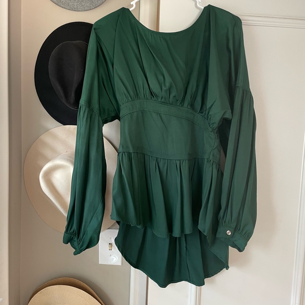 Emerald green corset fit peplum top